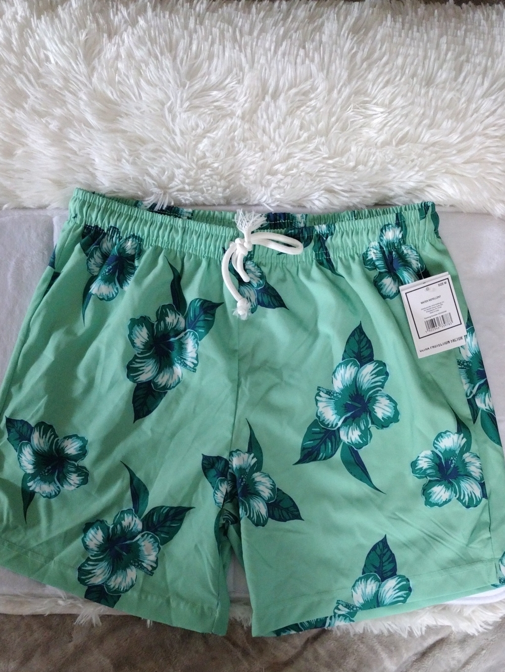 Woman's Mint Green Floral Swim Trunks